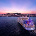 Panoramic,View,From,Sea,Of,Naples,Coastline,,Italy.,Big,Cruise