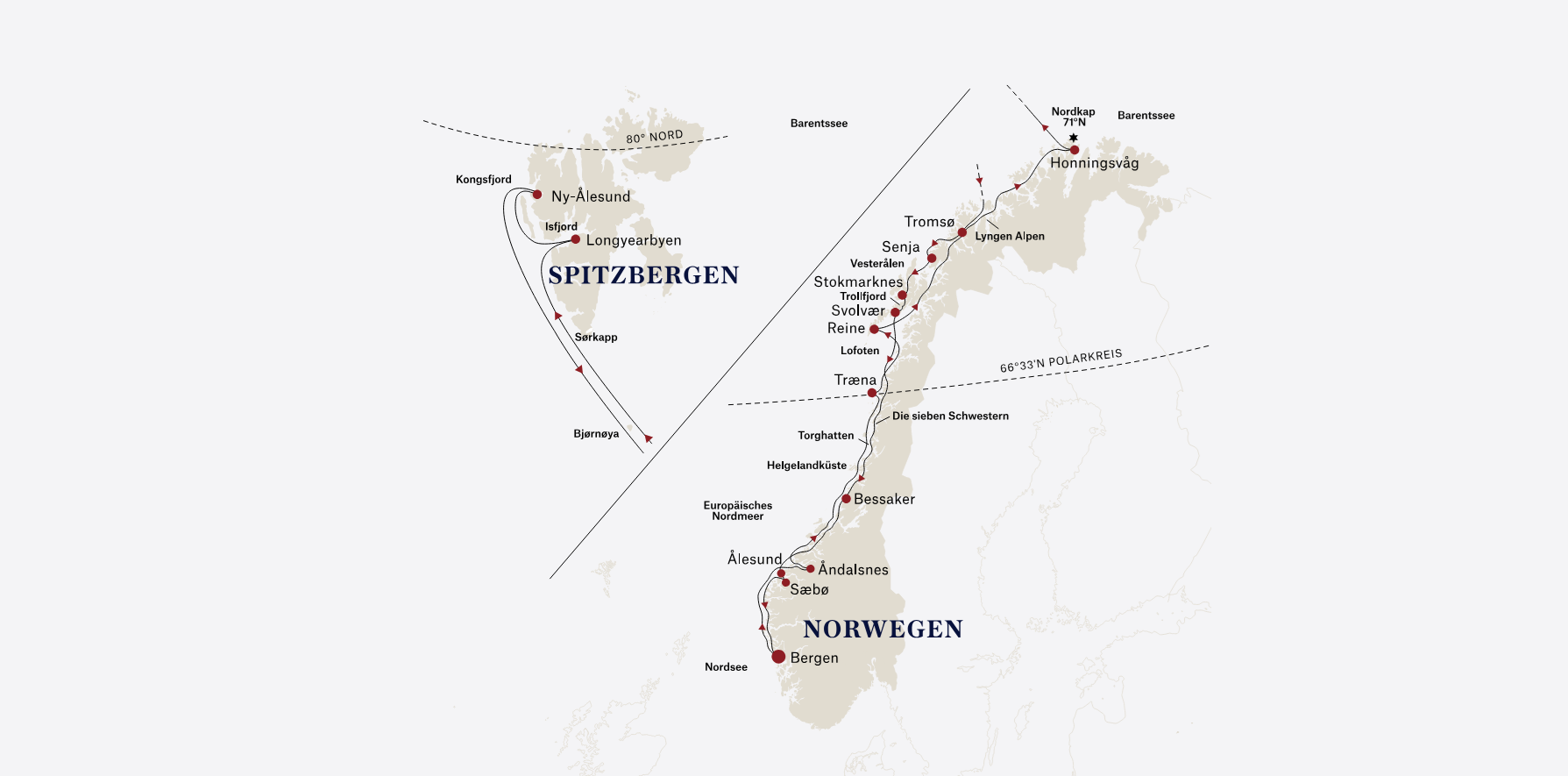 Hurtigruten Spitzbergen Linie Route 2026