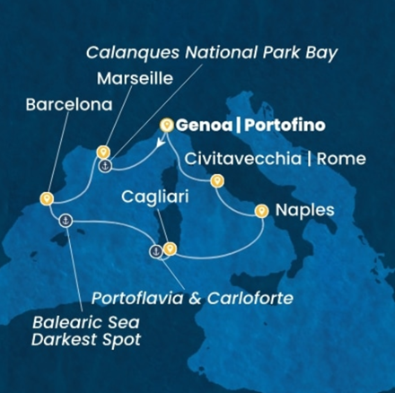 Costa Smeralda Westliches Mittelmeer 2027 Route