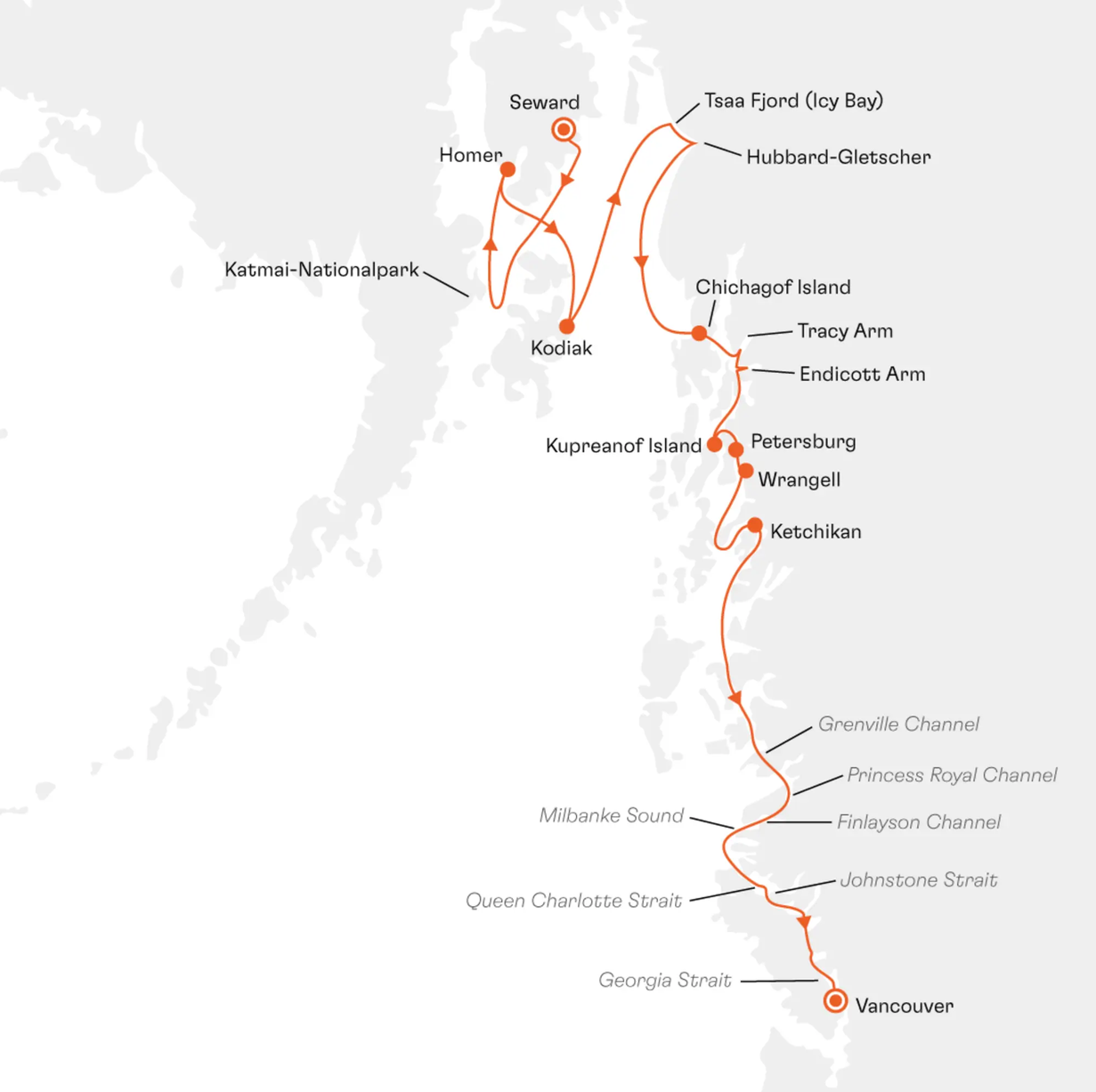 HapagLloyd Hanseatic Spirit Alaska Route