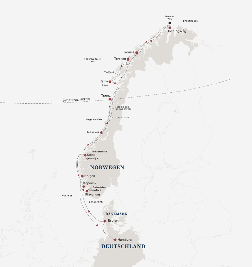 Hurtigruten Norkap Linie Ab Hamburg Sommer 2027 BGO-KKN-BGO